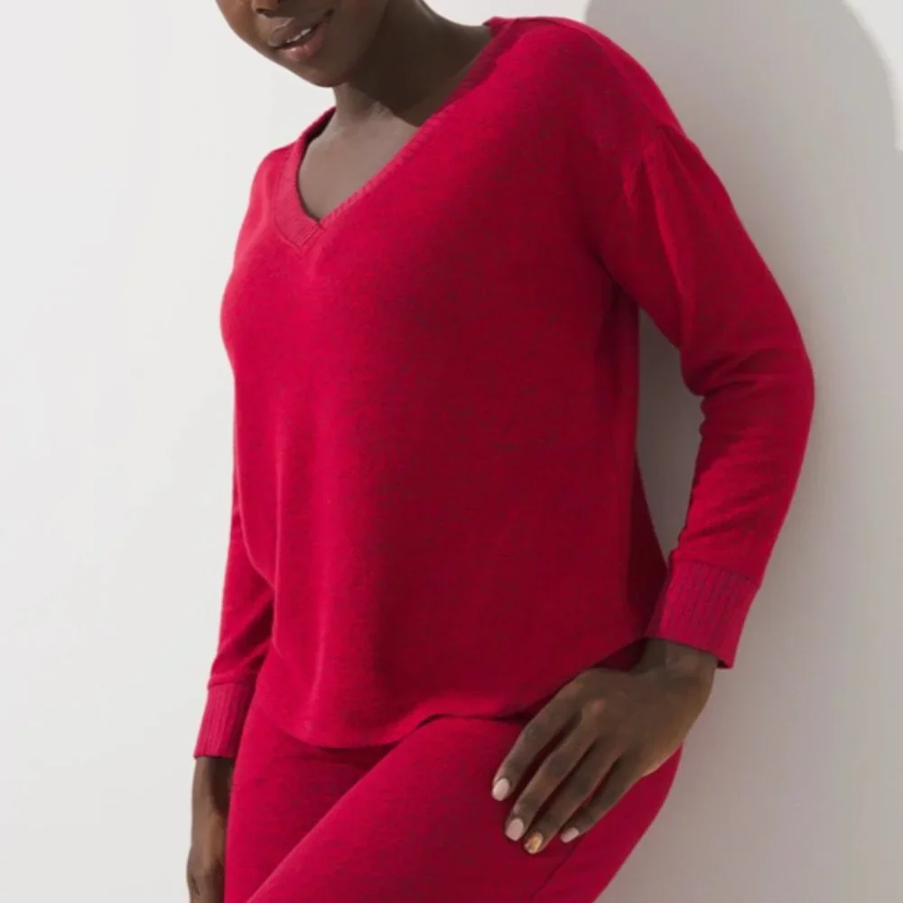 NWT Soma Brushed Cozy Pajama Lounge Set Red - Picture 2 of 9